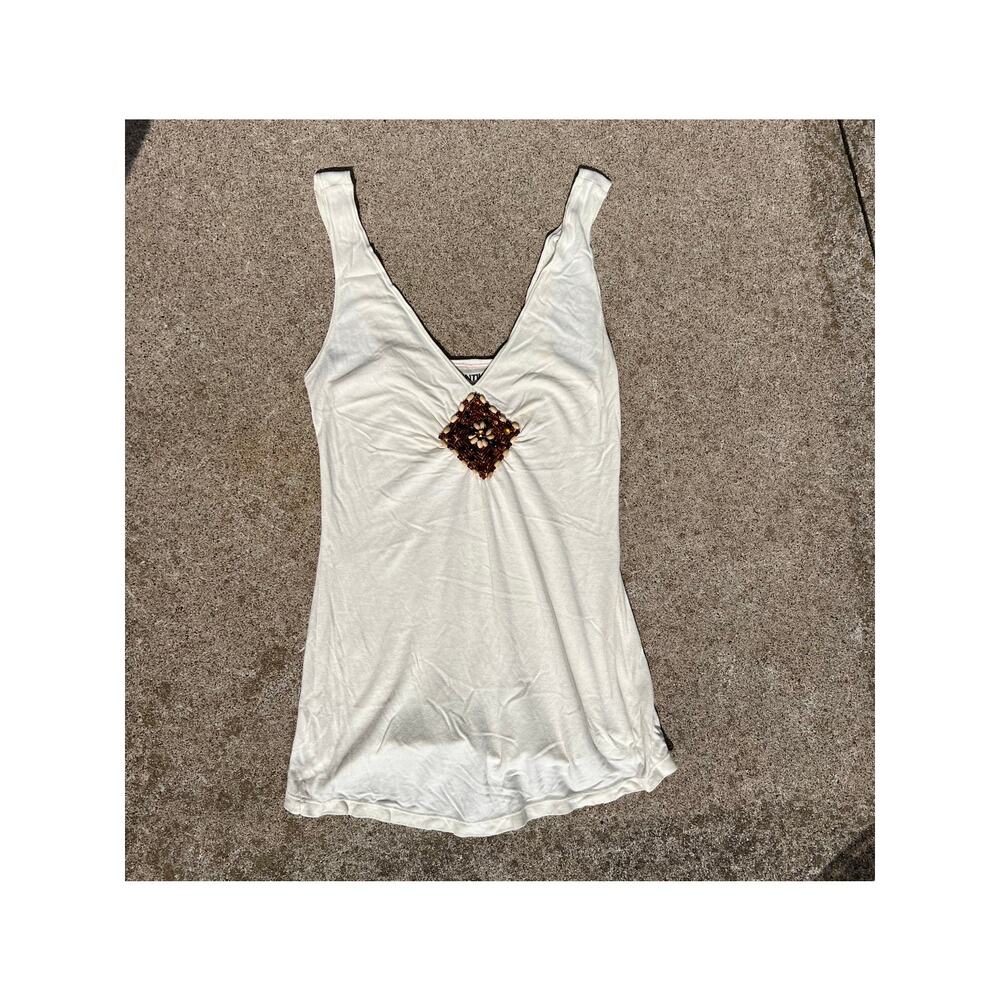 Santiki Small Tank Top Y2K Boho Embellished Blouse Fairycore Indie Summer V-Neck
